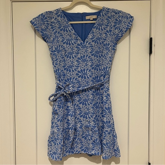 LOFT Eyelet Belted Flutter Sleeve Swing Dress - Picture 3 of 6